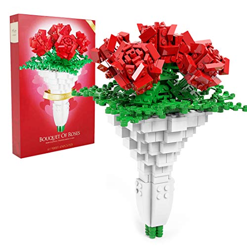 KEAYO Modelo de ramo de rosas de 474 piezas, compatible con ramo de Lego.