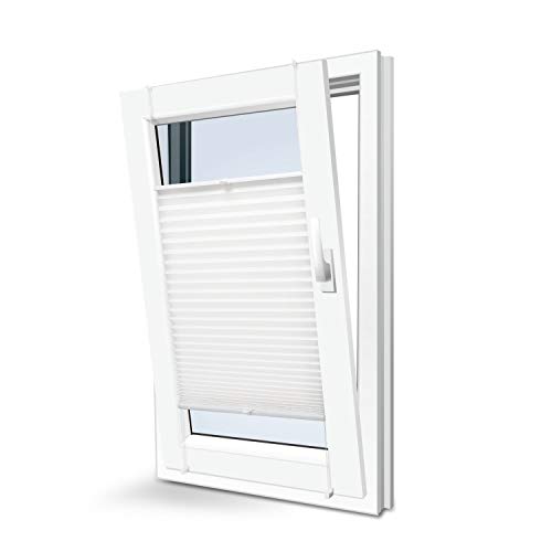 KINLO Cortina Plisada Opaca sin Perforación Reducción de Ruido 90 * 130cm Protección Solar Persiana Retráctile Biombo de Estilo Minimalisto de Ventana/Puerta para Dormitorio/Baño/Estor Plisado Blanco