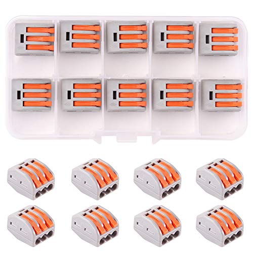 Kinstecks ​​10PCS Lever-Nut 3 Paquete de Surtido de Conductores Conector Conector de Empalme Compacto PCT-213 Kit de Tuercas de Palanca