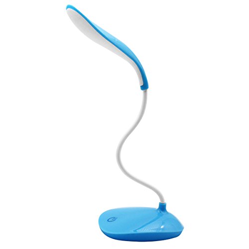 Lámpara de escritorio LED, portátil, recargable, regulable, con 3 niveles de control táctil de intensidad regulable, cuello de ganso flexible, para estudiar, leer, trabajar, acampar y más. (Azul)