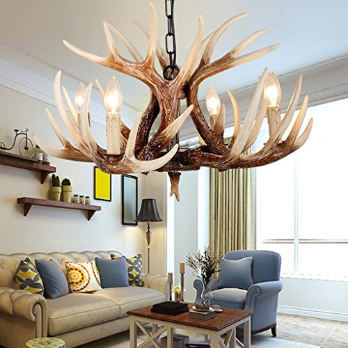 lámpara del vintage Ciervo Cuerno Resina Iluminación colgante con Lámpara colgante y Antlers Chandelier Lámparas de araña Tienda de ropa iluminación araña chalet de estar iluminación del hotel