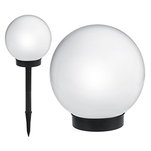 Lámpara solar de jardín de pie forma esférica de color blanco LED GB123
