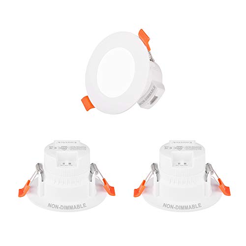 Lamparas Plafon Focos Downlight LED Empotrables Pequeños de Techo 5W IP44 para Baño Cocina Color de Luz Ajustable No Regulable Agujero de Techo Diámetro 65-80MM Lot de 3 de Enuotek