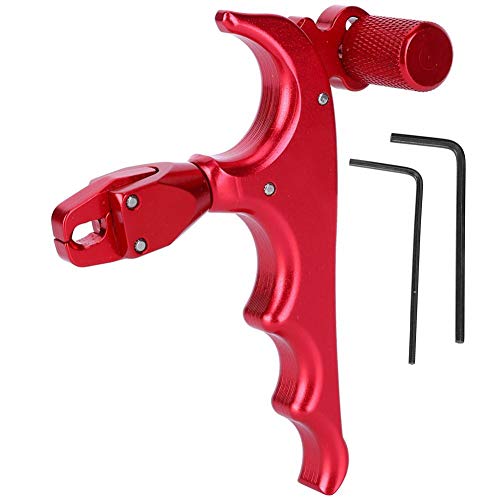 Lanzamiento de Arco, Metal Pinza de liberación de Arco de 4 Dedos Pulgar Disparador Empuñadura Caza Accesorios de Disparo(Rojo)