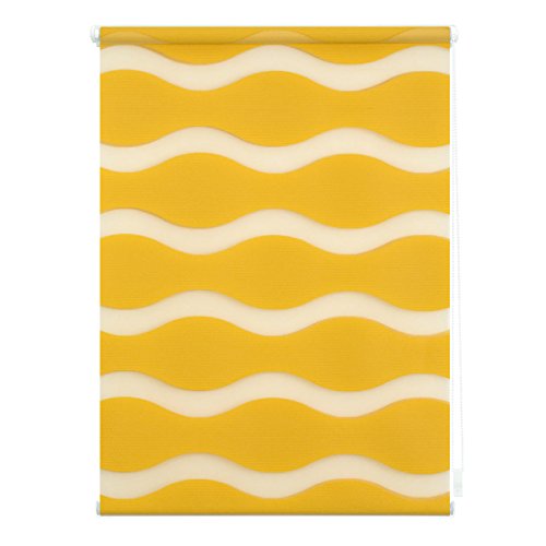 Lichtblick luz Visión Duo – Estor Onda Klemmfix, poliéster, Amarillo Mostaza, 60 cm x 150 cm (B x L)