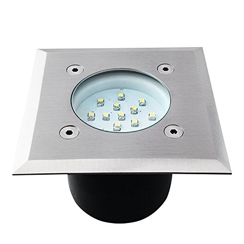 Light Design Dreesbach - Juego de 5 focos led empotrables para suelo (1 W, 14 ledes, forma cuadrada, incluye caja de montaje, IP54)