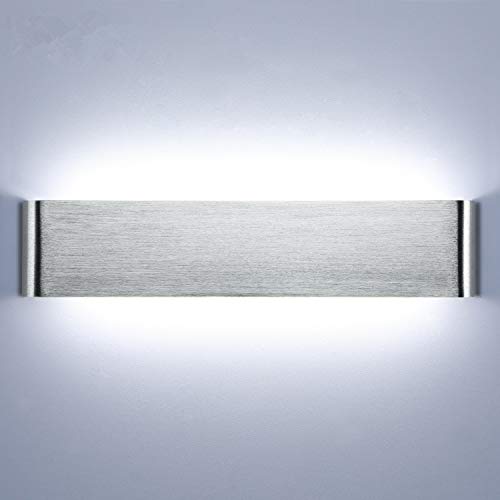 Lightess 18W 40CM Apliques de Pared LED Interior Lámpara de Pared Moderna Luz de Aluminio Acrílico Iluminación para Pasillo Salón Sala de Estar Dormitorio Escalera (blanco frío, plata)