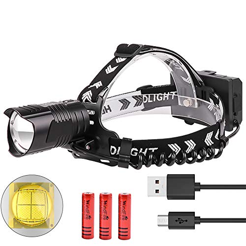 Linternas Frontales LED 12000 Lumen XHP90 Zoomable 3 Modos Recargable Linterna Frontal Luz de Entrada y Salida de Micro con Función de Pantalla de Encendido para Camping, Correr, Pesca, Trabajo