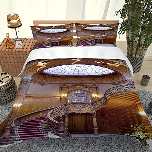 LLXHG Decoración Juego para Cama Escalera De Caracol Juego De Funda Nórdica De Ropa Cama Doble 3D Funda De Edredón De Impresa con Cremallera Decoración De Microfibra