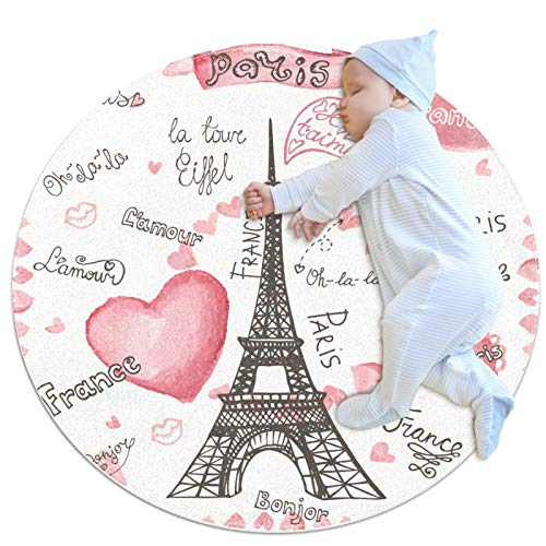 Love Paris - Felpudo decorativo para interiores (goma, 31,5 x 31,5 pulgadas)