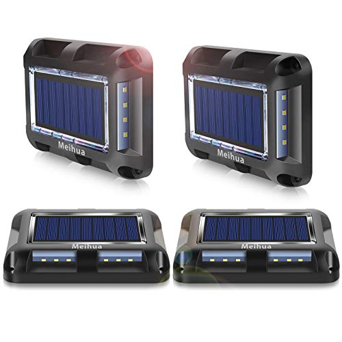 Luces Solares LED Exterior Jardin MEIHUA Luces Solar de Tierra 4pcs Blanco Frío 6500K IP67 Impermeable 20 LED Luz Solar para Suelo lluminación Exterior para Césped Patio Camino Pasos