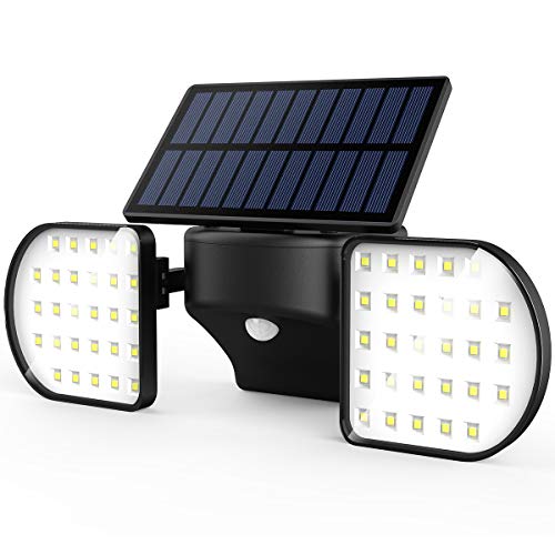 Luz Solar Exterior con Sensor de Movimiento JBHOO 56 Luces LED Foco Solar Exterior IP65 Impermeable 360°Luces Solares Ajustables de Movimiento al Aire Libre para Puerta Delantera Patio Jardín Patio