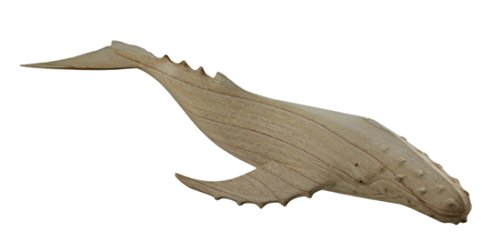 Madera estatuas ballena jorobada mesa de madera natural tallada estatua 20 pulgadas de largo 20 x 4 x 6 pulgadas Beige Modelo # 68661