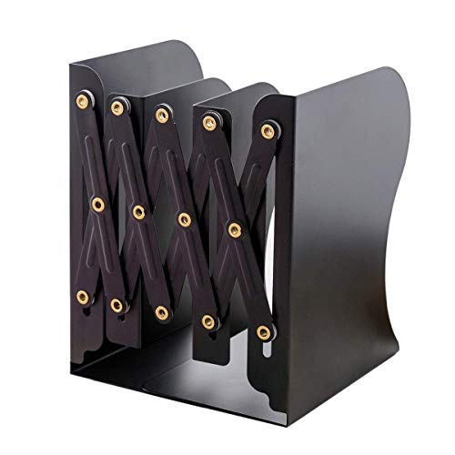 Magiin Sujetalibros Ajustables Extensibles Estantería Retráctil de Metal Telescópico Libro Soporte Organizador de Escritorio para Libros Negro