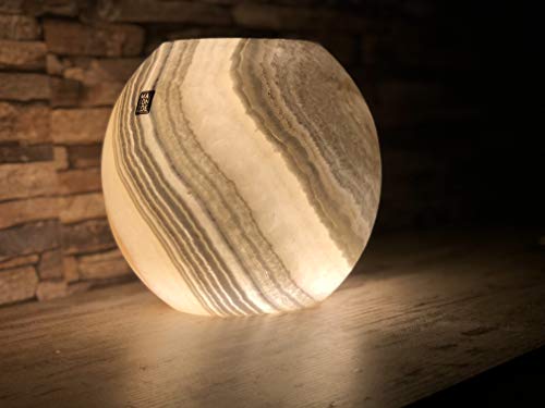 Maison Zoe piedra de alabastro gran globo de luz - lámpara de alabastro cortado a mano - lámpara de estantería ~2,5Kilos