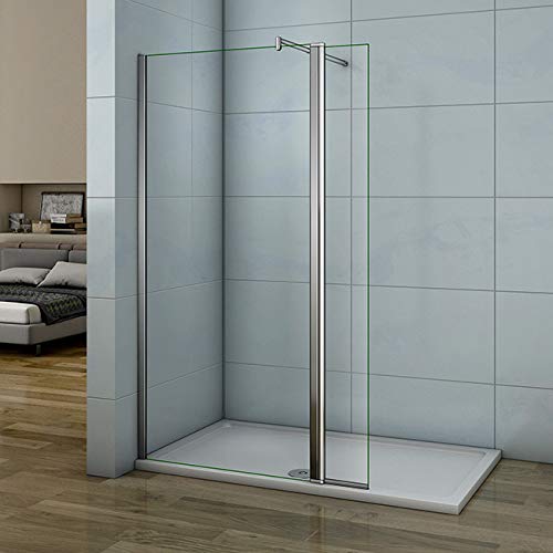 Mamparas de Ducha Panel Fijo + Lateral Movible 8mm Antical Barra 70-120cm - 90x30x200cm