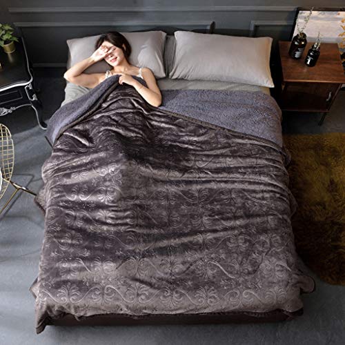 Manta familiar Manta de lana de franela Microfibra Cálido y confortable Manta de felpa Para ropa de cama y sofá cama Cálida y cómoda colcha grande Todas las estaciones,Darkgray,200*230CM2.4KG