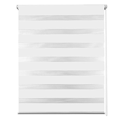 MCTECH 100 x 175 cm Estor enrollable doble tejido translúcidos Persiana para las ventanas de oficina estar dormitorio, blanco