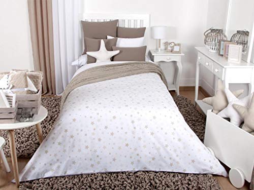 MI CASA Mi Funda Nórdica Estrellas, Beige Cama 90, 150 x 220 cm