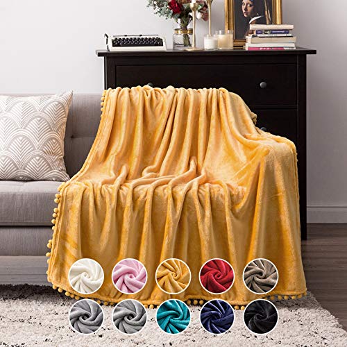 MIULEE Bedding Manta para Sófas de Franela Manta para Cama Sofa Longue Sensación de Terciopelo Grande Súper Suave Soft Largo Blanket Ligera y Cálida Felpa Manta 153x203cm 60x80inch Naranja