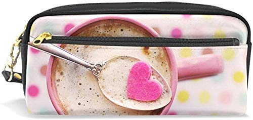 Monedero Lunares Taza de café Amor Estuche de lápices niños y niñas Estuche de lápices papelería Bolsa de cosméticos Billetera de Gran Capacidad Damas Impermeable