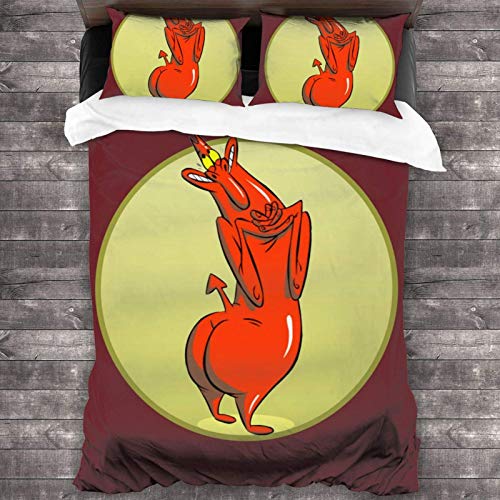 N \ A Red Guy - Juego de ropa de cama de 3 piezas, 216 x 188 cm, 1 funda de edredón y 2 fundas de almohada