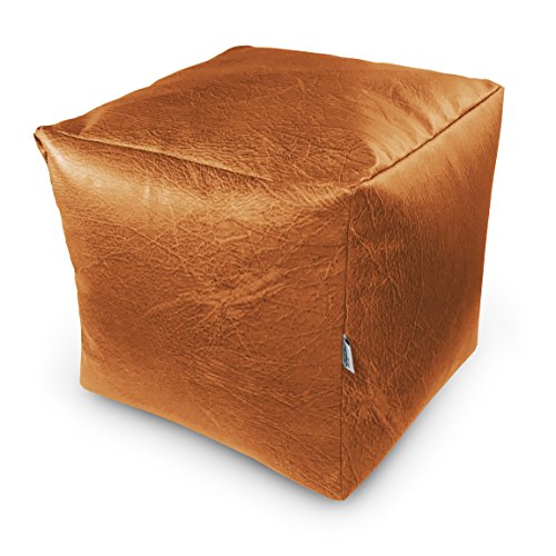 Natalia Spzoo® bean bag, puff, cubo, reposapiés para sentarse o jugar, ultraligero de piel sintético, escabel (Amarillo oscuro)