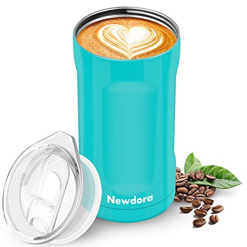 Newdora Enfriador de Latas de Acero Inoxidable para Latas de bebida de 12oz, 330ml, 500ml, Taza, Enfriador de Cerveza, Botella Termica, Mantiene las Cervezas, Cola Fría Durante Mucho Tiempo, Azul