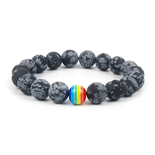 Nobrand Orgullo Gay Pulsera Arco Iris Hombres/Mujeres escarchados Natural Copo de Nieve Piedra de la Cuenta de la Pulsera de la joyería Gay Regalo para él