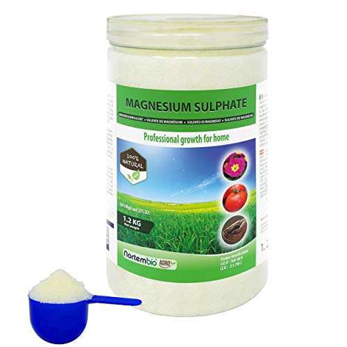 Nortembio Agro Sulfato de Magnesio Natural 1,2 Kg. Abono de Uso Universal. Favorece el Crecimiento de Cultivos, Jardines, Plantas de Interior y Exterior.