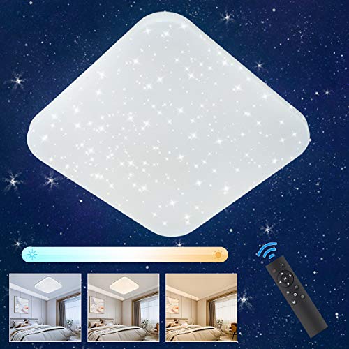 Oeegoo Lámpara de Techo LED Regulable con Control Remoto, Luz de Estrellas, 24W Plafón LED, 2050LM Decoración de Luz de Estrellas para Habitación infantil, Sala de Estar, Dormitorio, Comedor