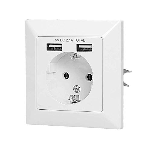 ORNO AE-13140(GS) Enchufe de Pared con USB Empotrado Blanco 2x USB 5VDC / 2,1A , 3680W, 16A, 80x80x39mm, Schuko