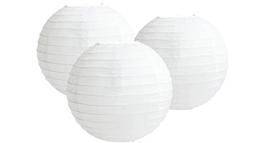 Pack de 3 tulipas de papel de farolillos para decoración de fiestas de cumpleaños, de bebés o bodas, de 10 cm a 40 cm (30 cm en blanco)