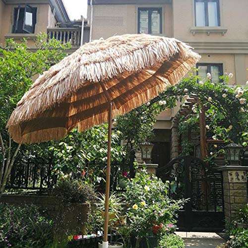 Parasol Sombrilla De Jardín De 2 M Sombrilla De Paja, Sombrilla De Hawaii Se Puede Inclinar, Adecuado para Paraguas Mesa del Patio Playa, Color Natural Sin La Base