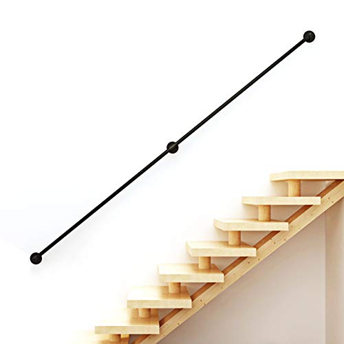 Pasamano 30-600cm Barandilla de Seguridad Antideslizante para Ancianos y niños, barandilla de Escalera de Tubo Negro de Hierro Forjado, Adecuada para barandillas Interiores y Exteriores | ,1ft/30cm