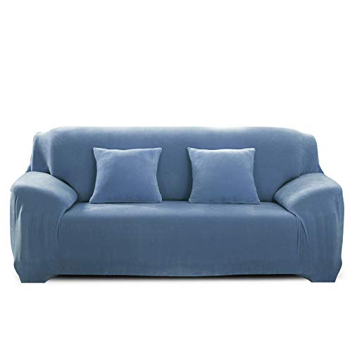 PETCUTE Fundas para sofá elásticas Cubre Sofa Fundas de sofá Terciopelo de 2 plazas sofá Fundas de Grueso Azul Claro