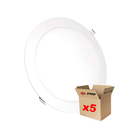 POPP® juegos de 5 y 10 unidad Downlight LED Placa LED redondo 3000K 4000K luz blanca [Clase de eficiencia energética A+] (9 WATIOS X5, 3000K)