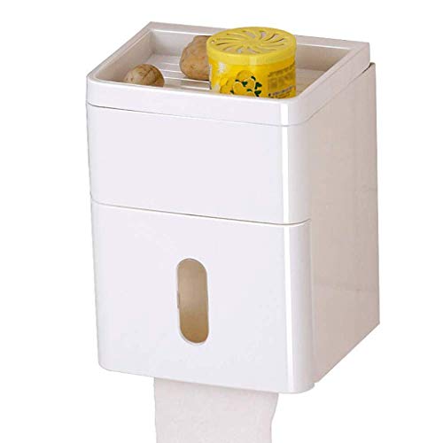 PYROJEWEL Aseo pegajosa Papel Titular, Modern Plastic Soporte de Papel higiénico con Soporte for teléfono, baño Cocina de Accesorios de Almacenamiento de Pared montado, a Prueba de Agua servilletero