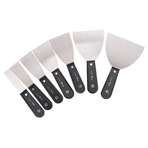 QEES Juego de 7 Piezas de espátulas y Cuchillos de Masilla, Cuchillo de llenado utilitario Experto, Cuchillo de llenado de Acero Inoxidable, Cuchillos de Pintura para Pared YHD01