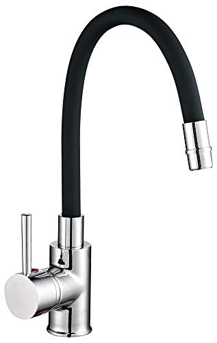 RAF Grifo Monomando para Fregadero de Cocina con Caño Flexible Negro