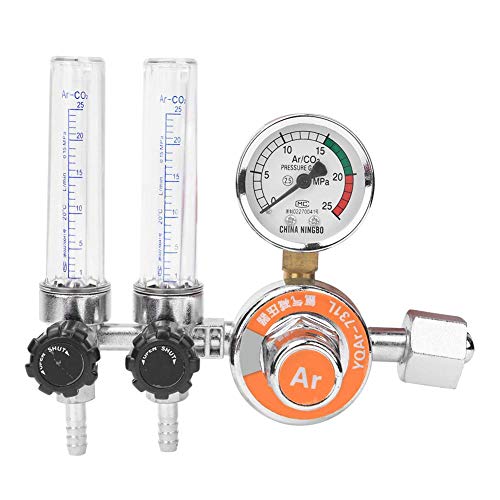 Reductor de Presión de Argón Regulador de Presión de Argón Ahorro de Gas Indicador de Presión de Argón Para Soldadura Por Arco de Argón Tubo Doble Rosca Hembra G5/8in Equipo de soldadura