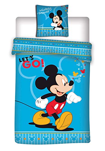 Regalos Store - Juego de cama de Mickey Disney – Funda nórdica para cama individual – 140 x 200 cm + Mini peluche Mickey 14 cm