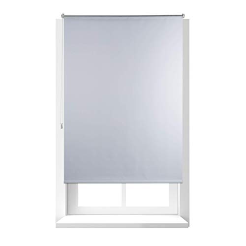 Relaxdays Estor Opaco Enrollable sin Taladrar, Tela-Aluminio, Ancho Tejido 106 cm, 110 x 160 cm, Blanco