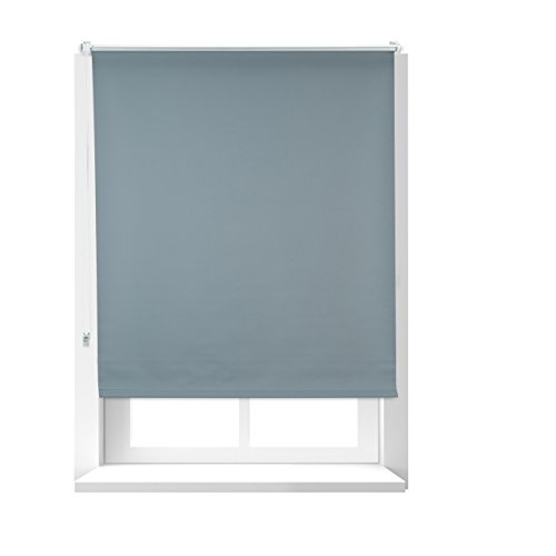 Relaxdays Estor Opaco Térmico, Sin Taladrar, Enrollable, Cadena, 1 Ud, Tela-Aluminio, 100x165 cm, 96 cm Ancho, Gris