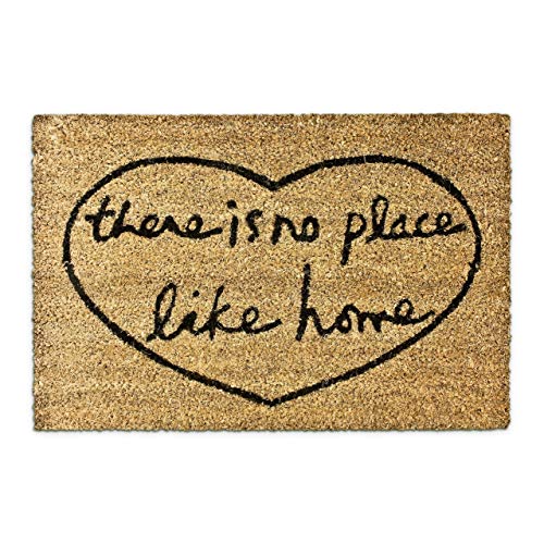 Relaxdays There is no Place Like Home – Felpudo para la Entrada de su hogar Hecho de Fibras de Coco y PVC con Medidas 40 x 60 cm Antideslizante Elemento Decorativo, Color Natural