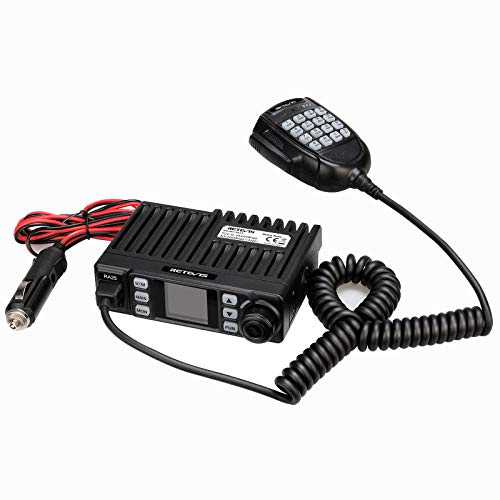 Retevis RA25 Transceptor Móvil, Monitor Dual Banda Dual, 500 Canales, Radio FM, 5 Tonos / 2 Tonos/DTMF, Pantalla TFT de 1,44 Inch, Mini Radio Móvil (1 Pieza, Negro)