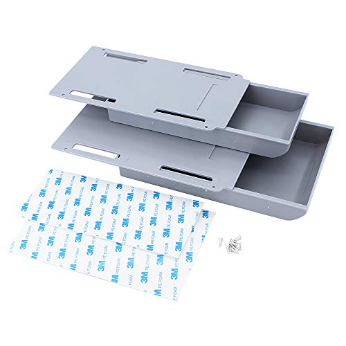 ShawFly 2pcs caja de almacenamiento de cajón montado en la pared organizador de maquillaje oficina papelería caja de almacenamiento para accesorios, joyería u suministros de oficina (gris)