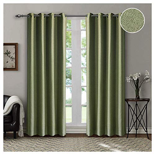 Singinglory Cortinas opacas verdes, pack de 2 unidades, 140 x 245 cm, con ojales, cortina opaca térmica para salón y habitación infantil (verde)