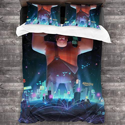 SJPillowcover Wreck It Ralph - Juego de Cama de 3 Piezas, 86 x 70 en Dos Fundas de Almohada y una Funda de edredón