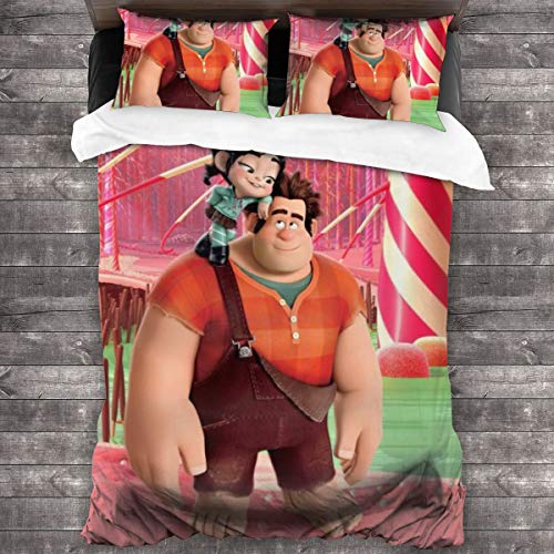 SJPillowcover Wreck It Ralph - Juego de Cama de 3 Piezas, 86 x 70 en Dos Fundas de Almohada y una Funda de edredón